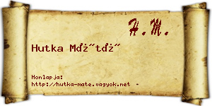 Hutka Máté névjegykártya